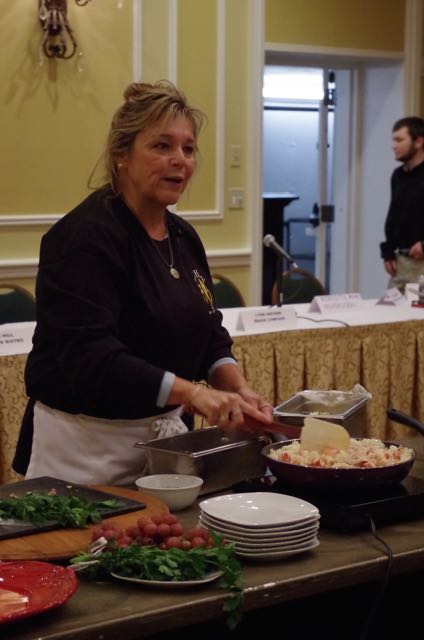 Lynn Archer sautes lobster risotto at the Samoset Resort