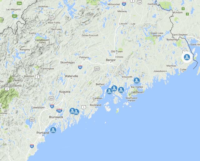 map of reversing falls in Maine