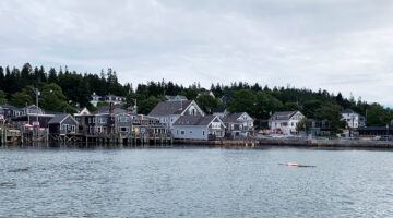 View of the coast of Stonington from the water