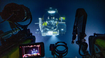 View of a manned submersible taken underwater.