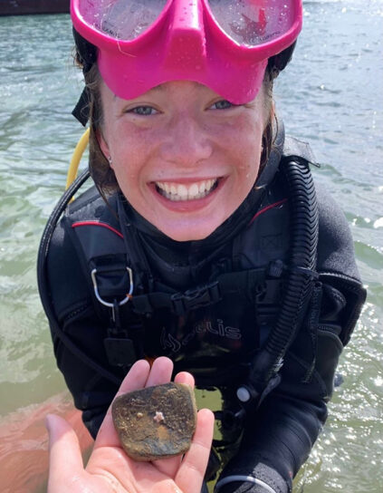 Phobe Churney in diving gear